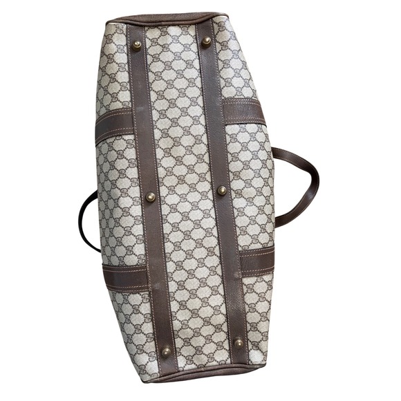 Gucci Vintage GG Supreme Boston Duffle Bag Brown Monogram Weekender Travel Bag - Picture 9 of 16